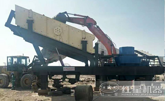 移動石子制沙生產線現(xiàn)場