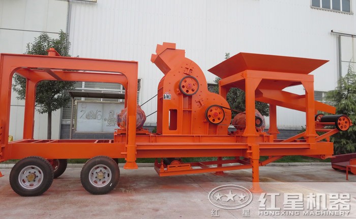 簡易式破碎站，搭載雙級錘式粉碎機