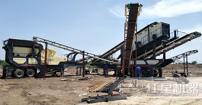 移動式石子破碎機(jī)現(xiàn)場 移動式石子破碎機(jī)現(xiàn)場