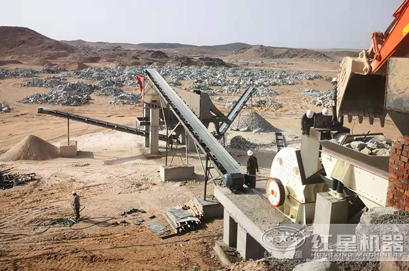 時產30噸砂石生產線錘破作業(yè)現(xiàn)場